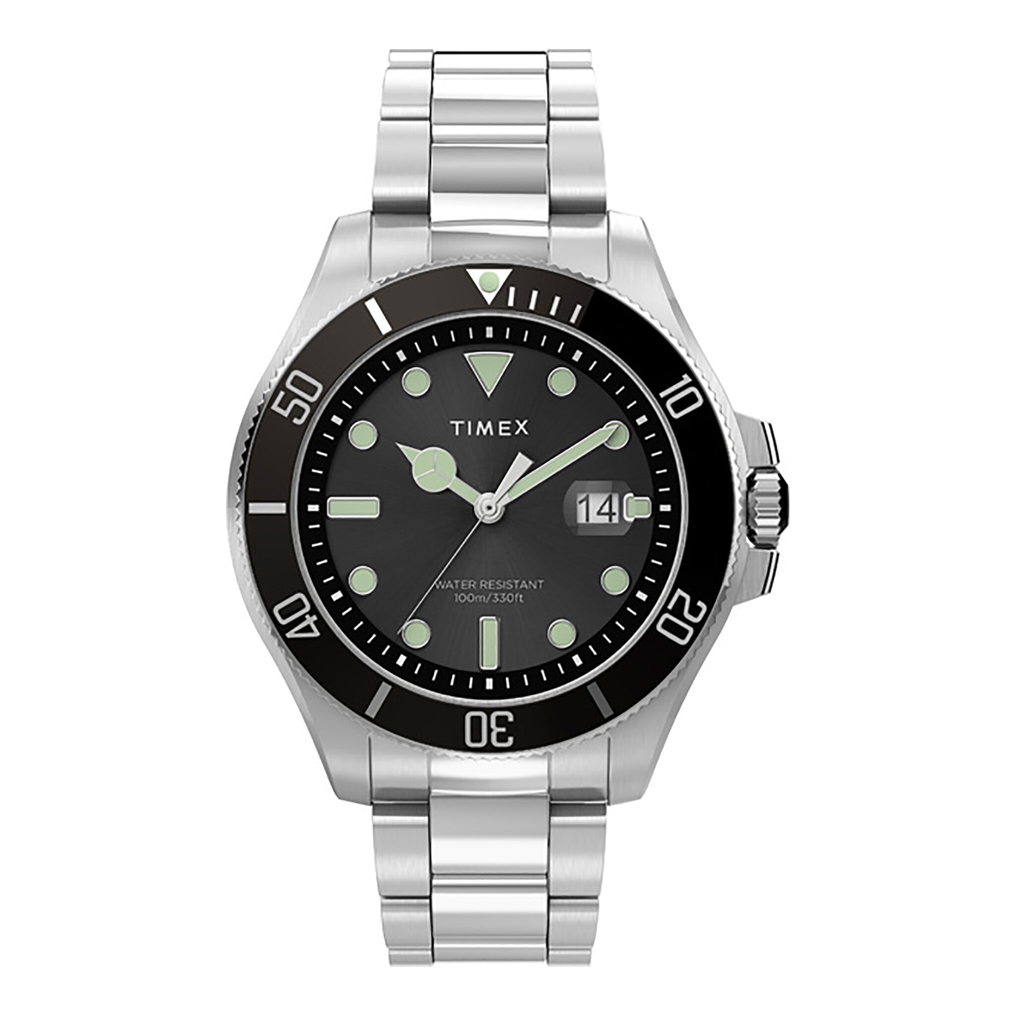 TIMEX TW2U41800 City Collection Harborside Coast - Men's Silver Stainless Steel Watch with Black Dial