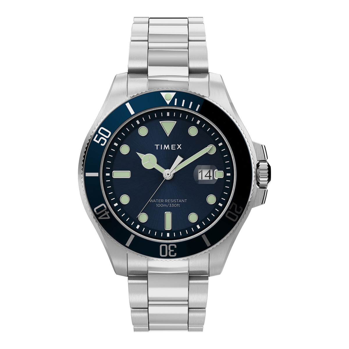 TIMEX City Collection Harborside Coast TW2U41900 - Stylish Men's Watch with Blue Dial and Silver Stainless Steel Band