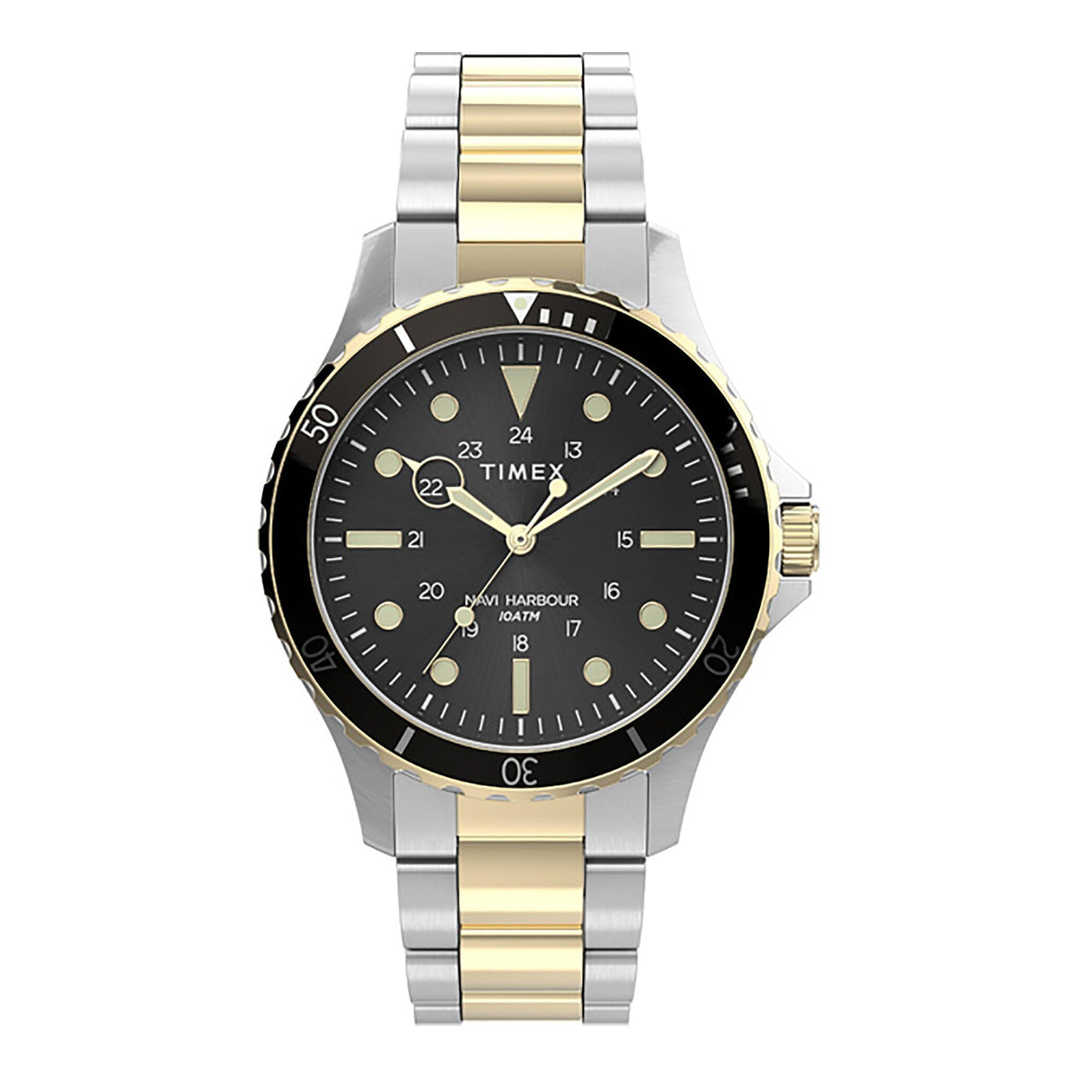 TIMEX TW2U55500 MILITARY NAVIGATOR - STYLISH BLACK DIAL MEN'S STAINLESS STEEL WATCH