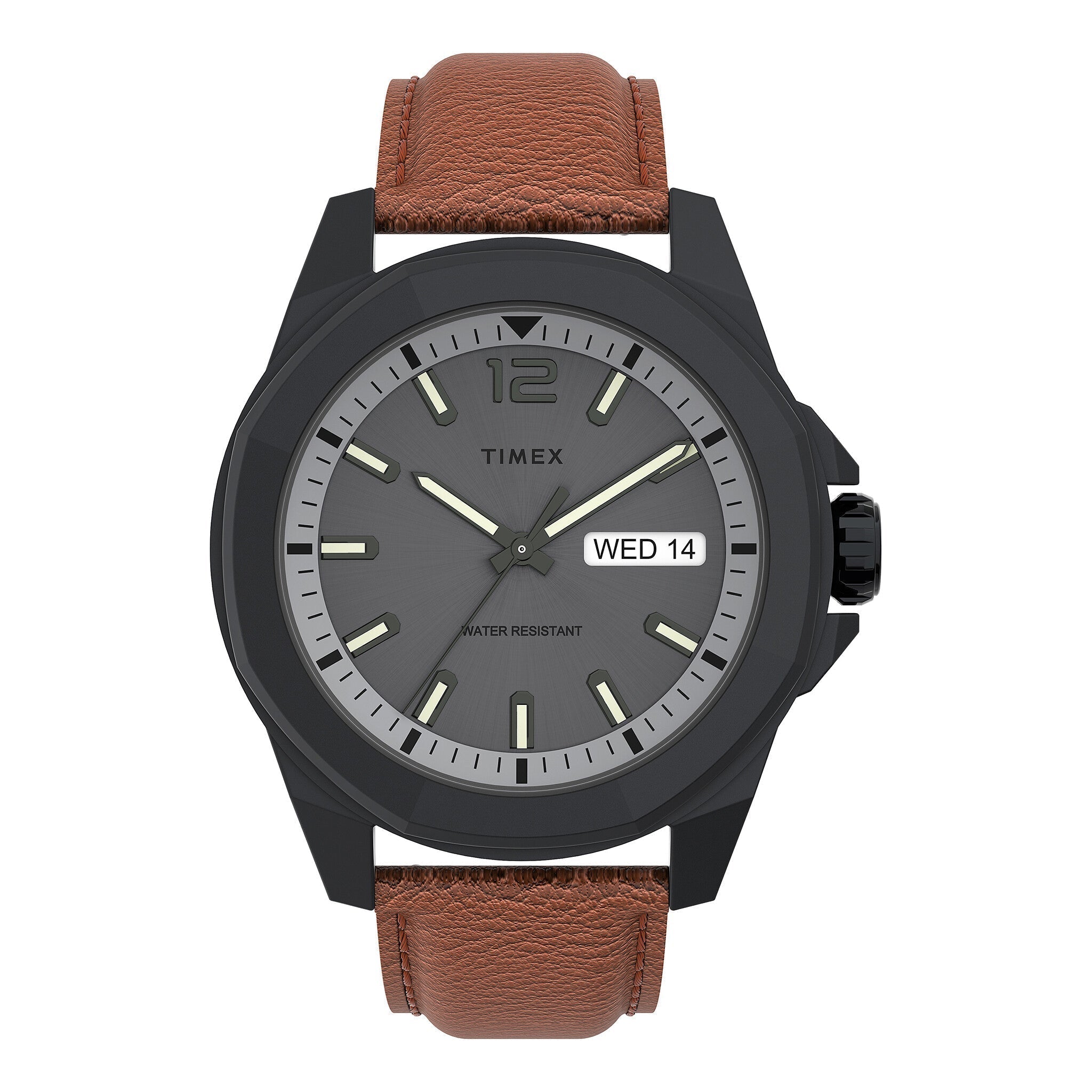 TIMEX Men's City Collection Essex Avenue - Elegant Gray Dial with Brown Leather Band Watch