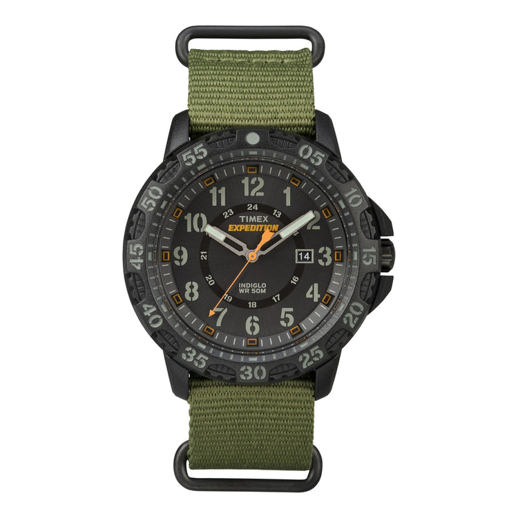 TIMEX Expedition Camper TW4B03600 - Rugged Men's Watch with Green Fabric Band & Black Dial