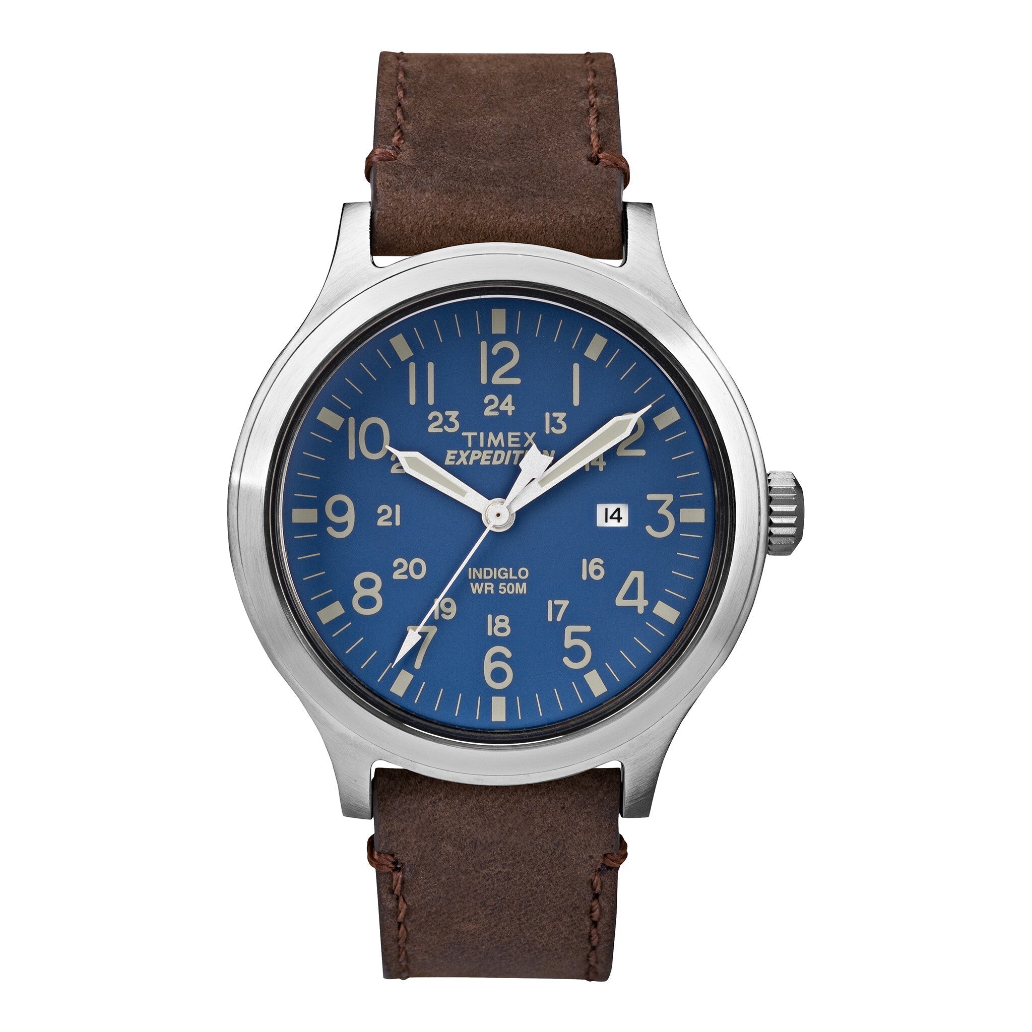 TIMEX Expedition Scout TW4B06400 - Rugged Men's Watch with Brown Leather Band & Blue Dial