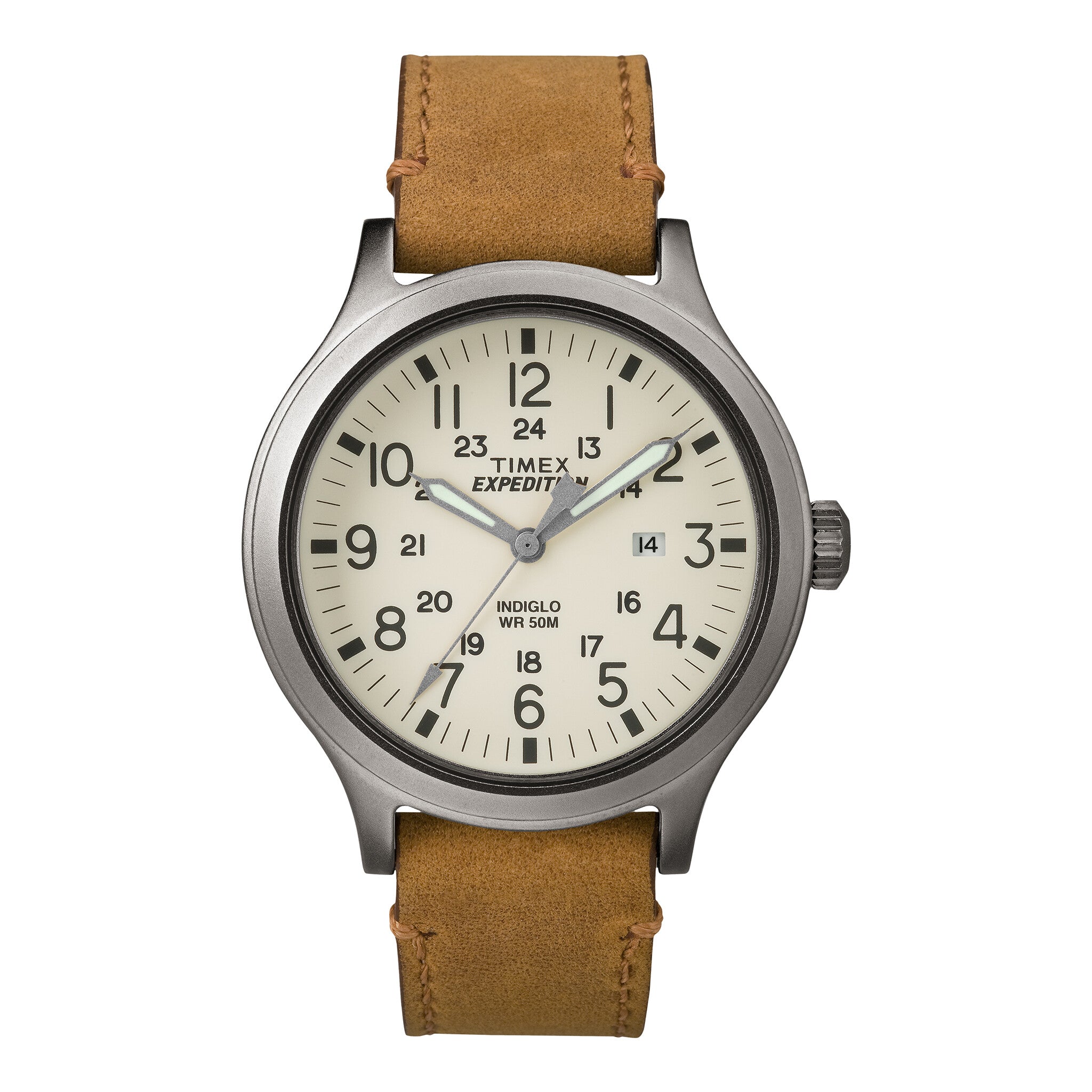 TIMEX Expedition Scout TW4B06500 - Men's Rugged Leather Watch with INDIGLO Night-Light & Durable Brass Design