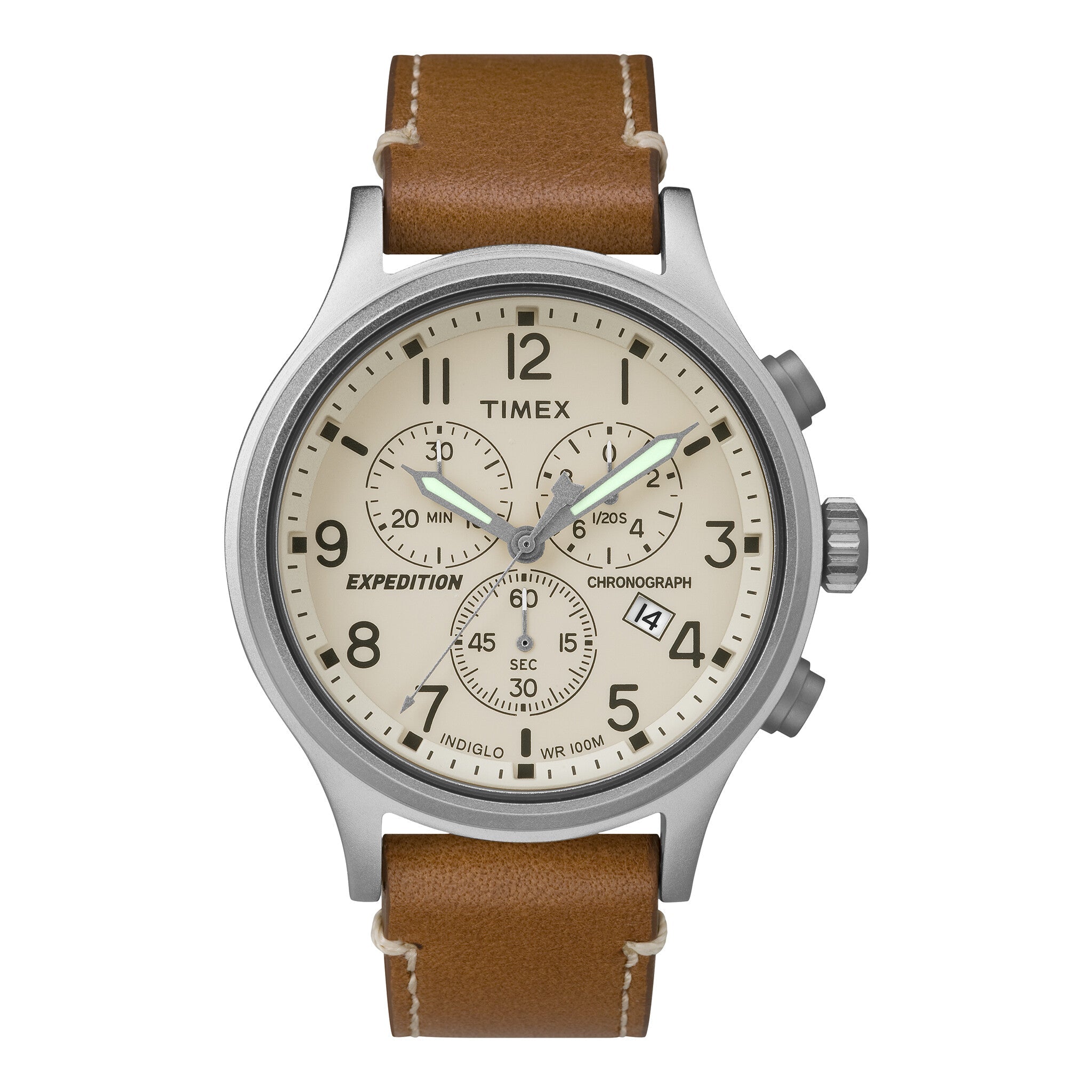 TIMEX Expedition Scout TW4B09200 - Rugged Men's Brass Watch with Tan Leather Band & INDIGLO Night-Light