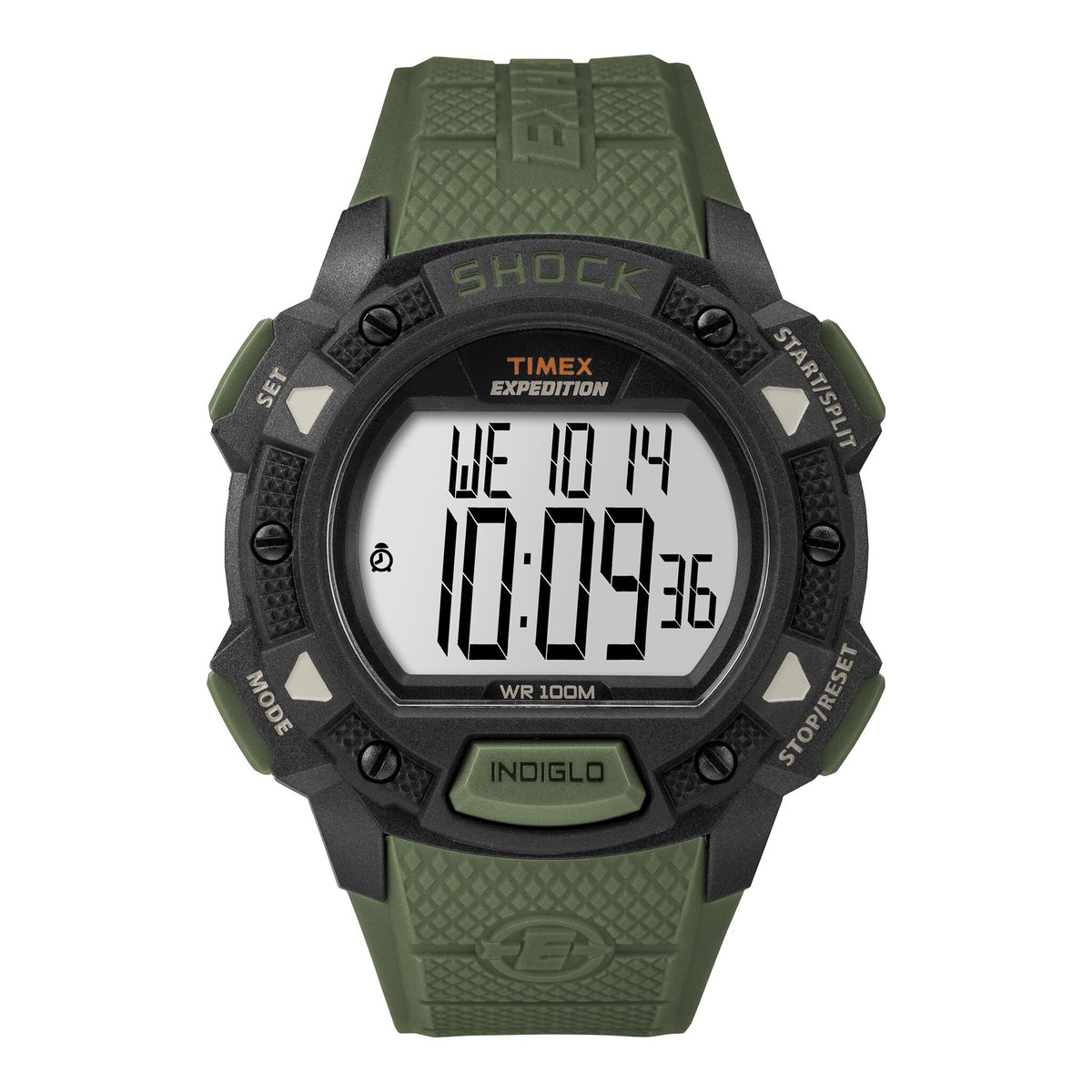 TIMEX Expedition TW4B09300 Men's Rugged Digital Watch - Green Resin Band, INDIGLO Light