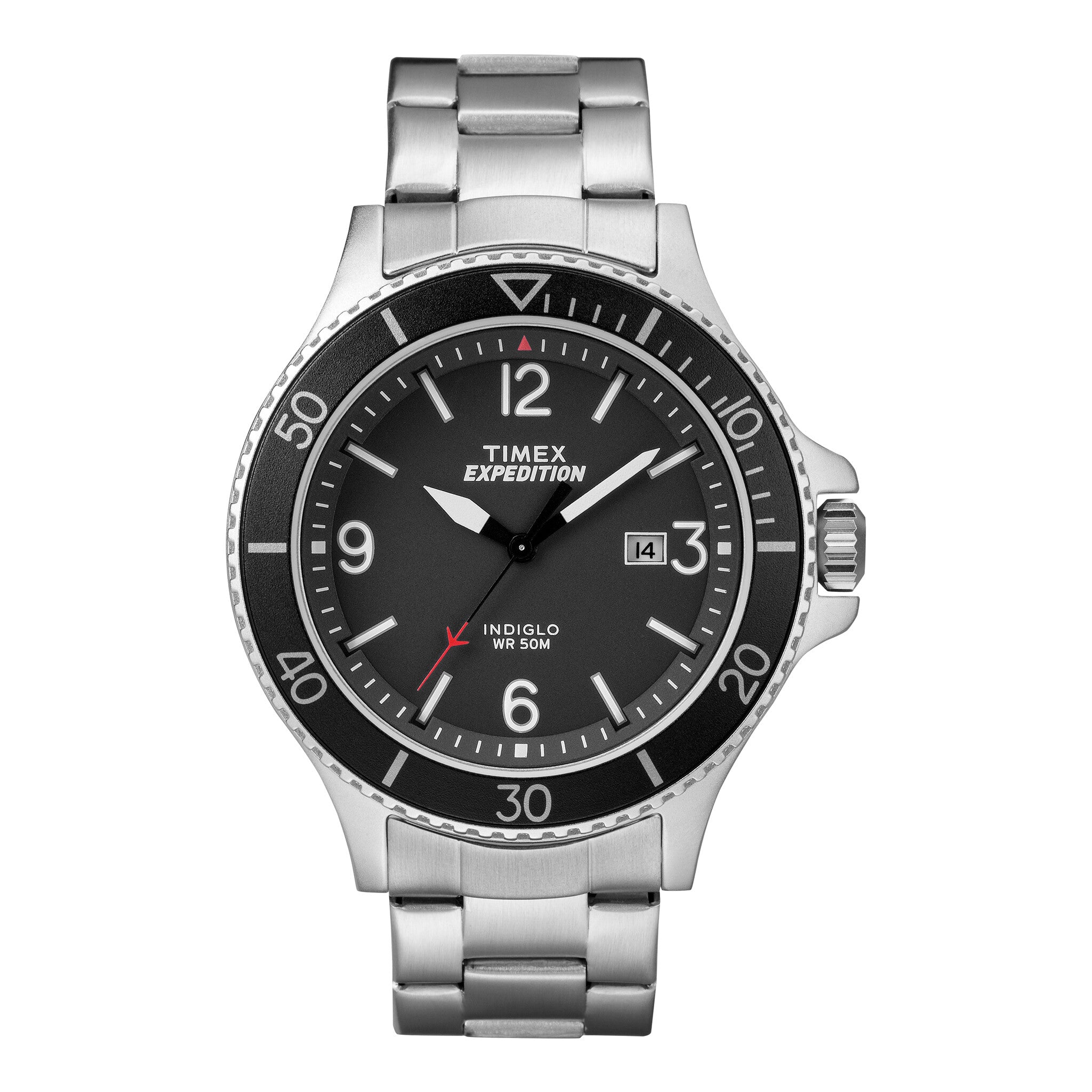 TIMEX EXPEDITION RANGER TW4B10900 - MEN'S SILVER STAINLESS STEEL WATCH WITH BLACK DIAL & INDIGLO LIGHT