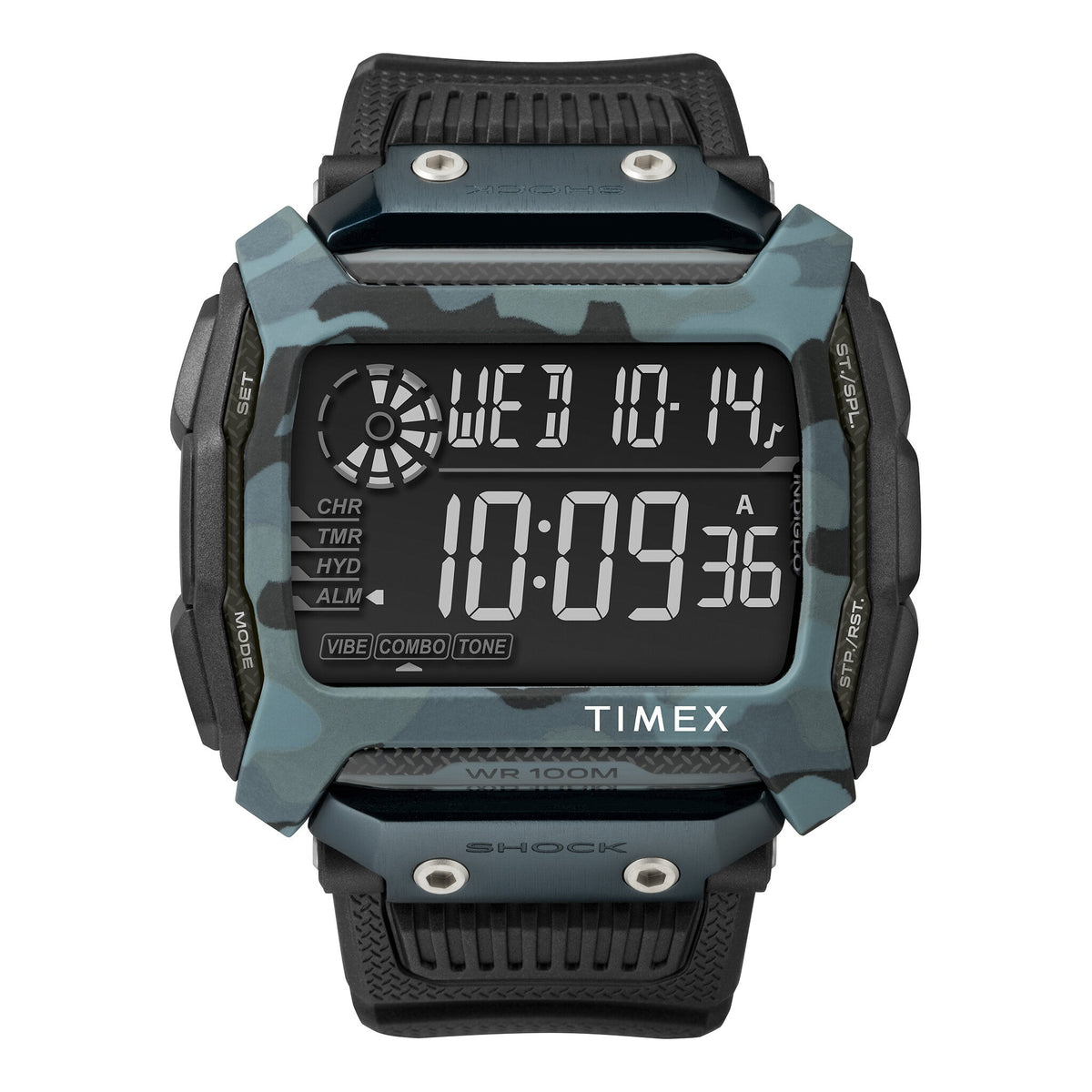 TIMEX DIGITAL COMMAND TW5M18200 - MEN'S BLACK RESIN WATCH WITH INDIGLO LIGHT & 10 ATM WATER RESISTANCE