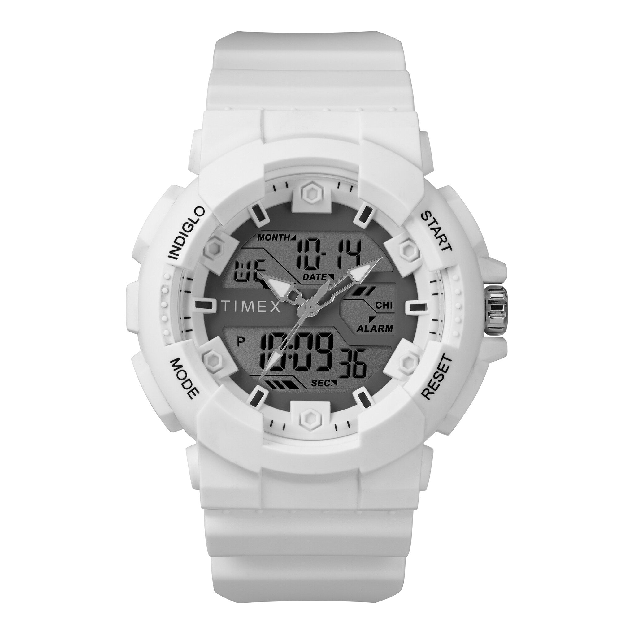 TIMEX TW5M22400 DGTL LIFESTYLE - STYLISH WHITE RESIN MEN'S WATCH WITH DIGITAL DIAL