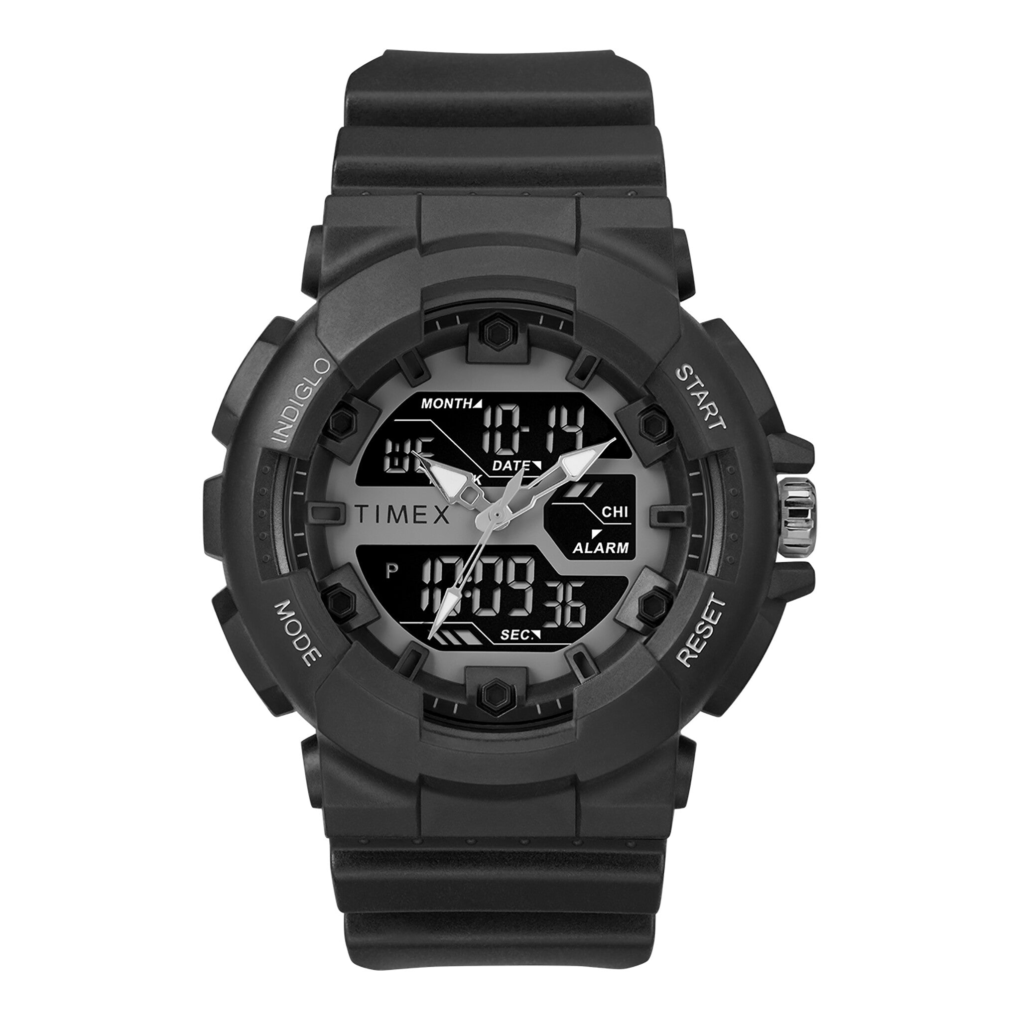 TIMEX TW5M22500 DGTL LIFESTYLE - MEN'S BLACK RESIN SPORT WATCH WITH INDIGLO LIGHT