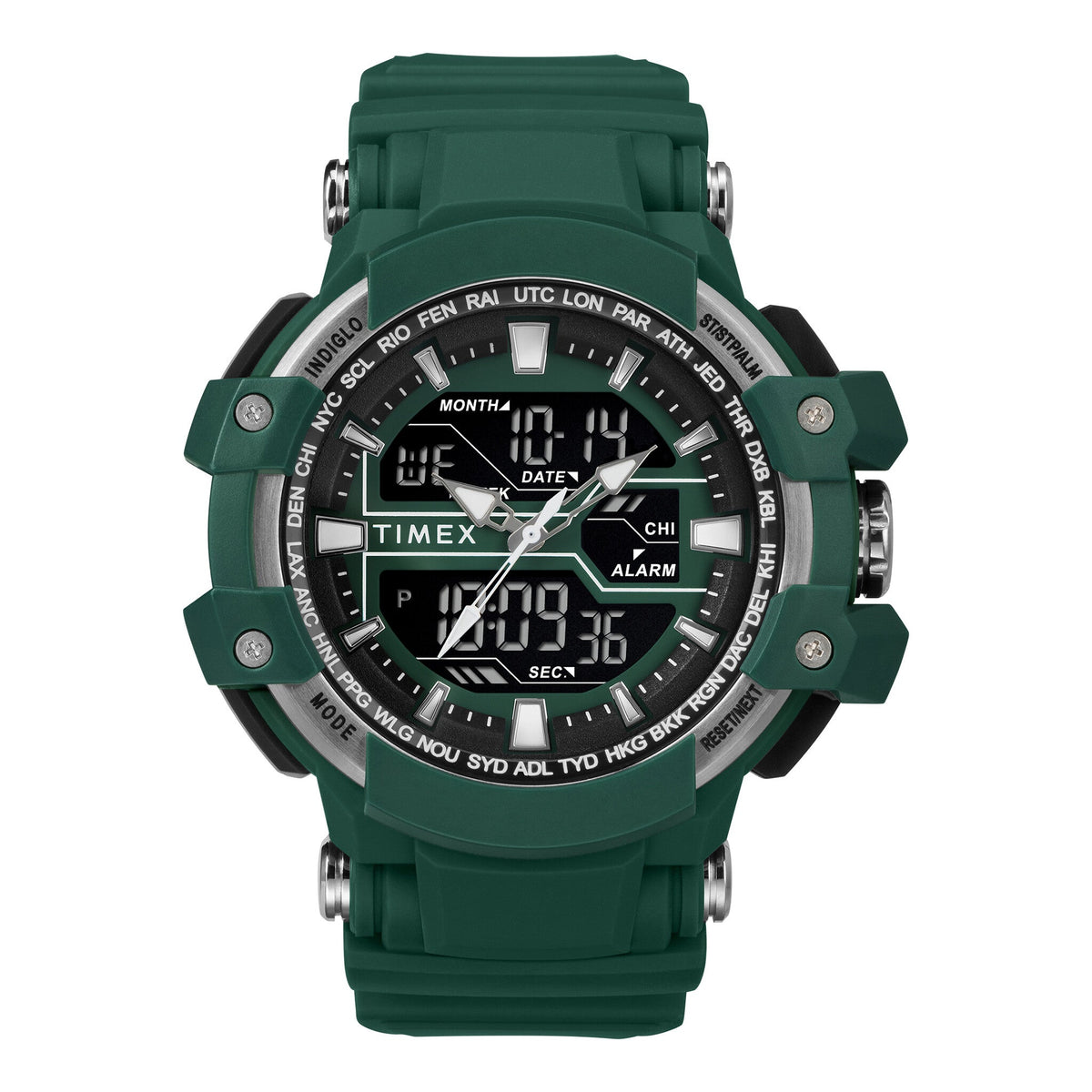 TIMEX TW5M22800 DGTL LIFESTYLE - DURABLE GREEN RESIN MEN'S WATCH WITH DIGITAL DIAL