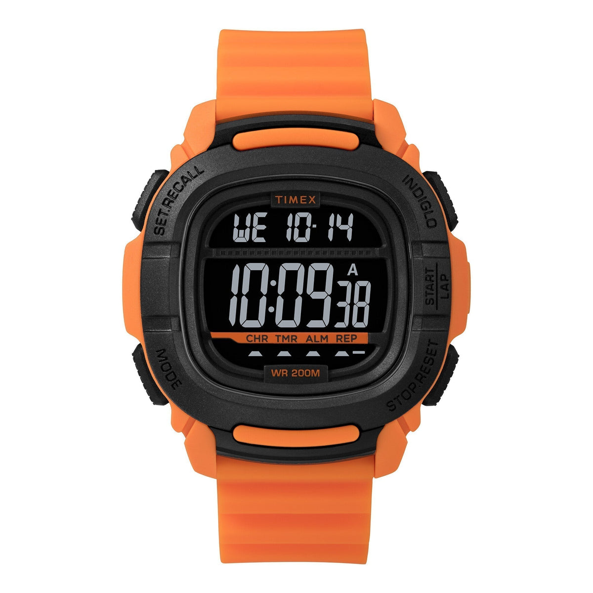 TIMEX Digital Command 47MM Orange Silicone Men's Sports Watch - Shock Resistant & 200M Water Resistant