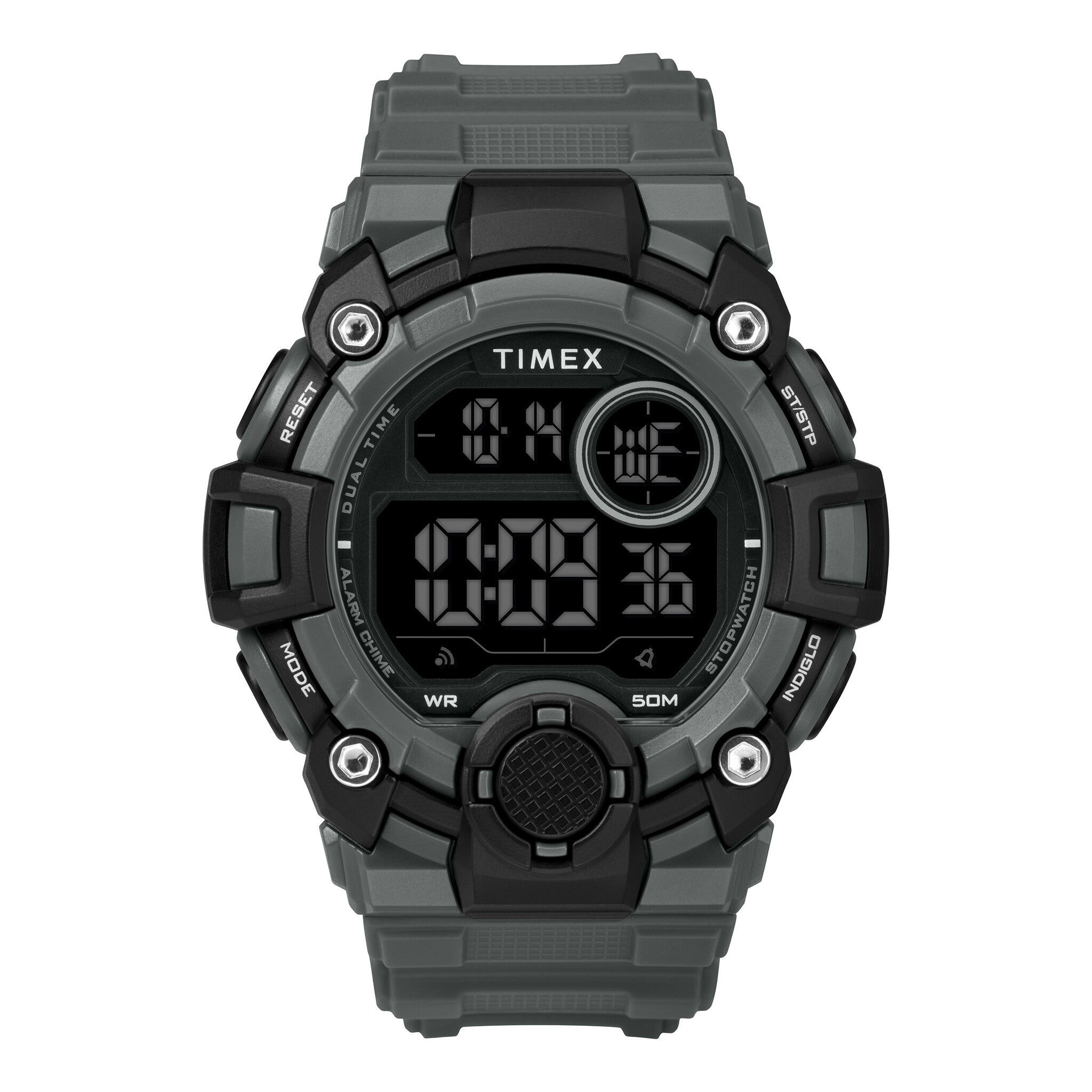 TIMEX TW5M27500 DGTL A-Game - MEN'S GRAY RESIN STYLISH DIGITAL WATCH with INDIGLO Light