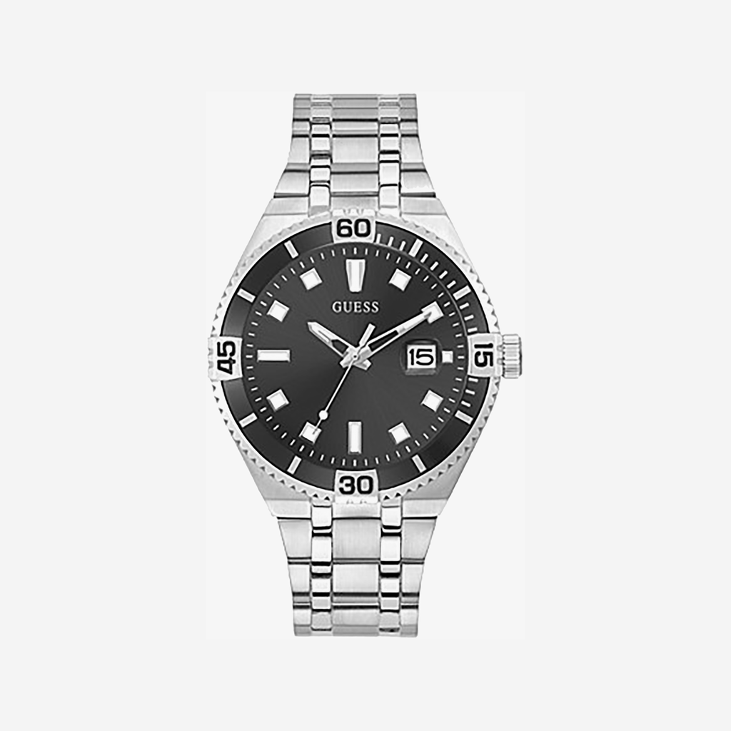 GUESS WATCHES GW0330G1 - BOLD SILVER TIMEPIECE WITH BLACK DIAL-i-Watch