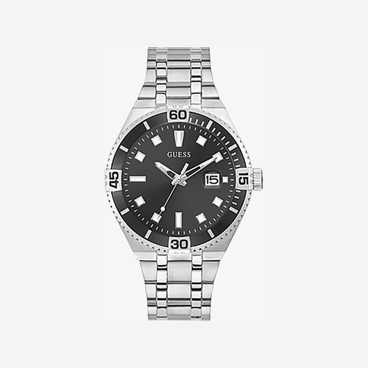 GUESS WATCHES GW0330G1 - BOLD SILVER TIMEPIECE WITH BLACK DIAL-i-Watch