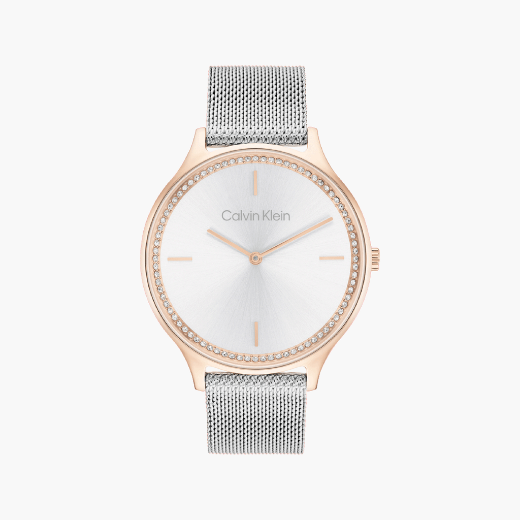 CK CALVIN KLEIN NEW COLLECTION - ELEGANT ROSE GOLD WOMEN'S WATCH WITH SILVER DIAL