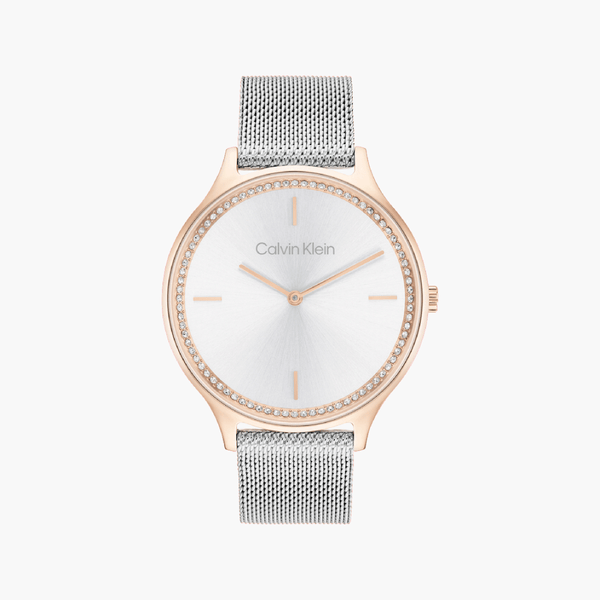 Ck Calvin Klein Women's Rose Gold Watch, Silver Dial | K3m21121g by i-watch