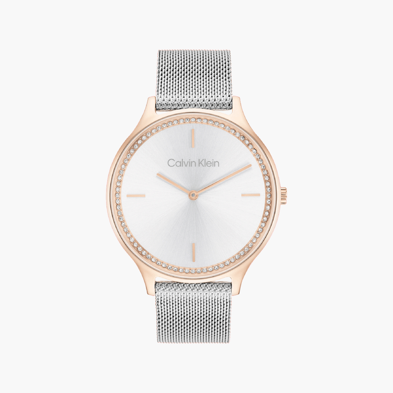 Ck Calvin Klein Women's Rose Gold Watch, Silver Dial | K3m21121g by i-watch