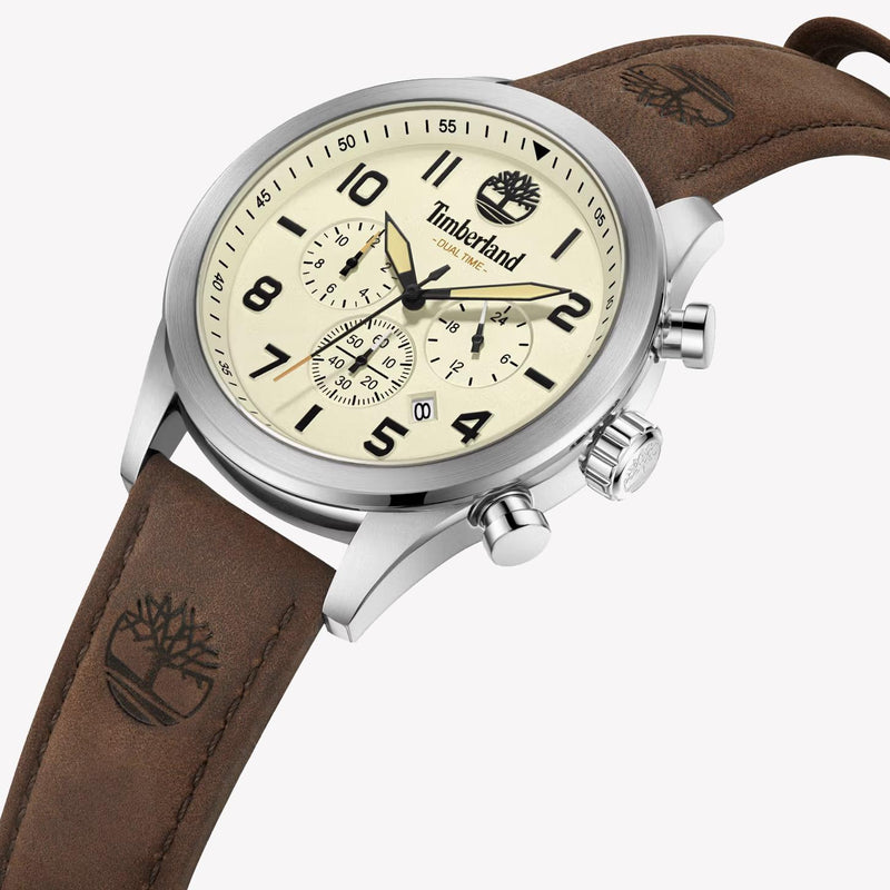 Timberland Men's Brown Leather Watch, Silver Case | Tdwgf0009703 by i-watch