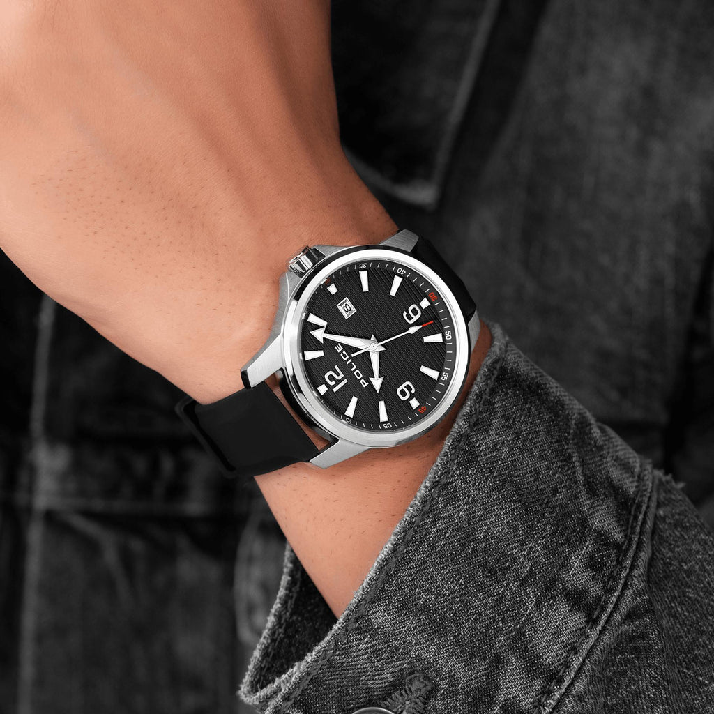 POLICE PEWJN0020903 - ELEGANT STRIKER MEN'S WATCH with Silver Case & Bold Black Dial-i-Watch-5
