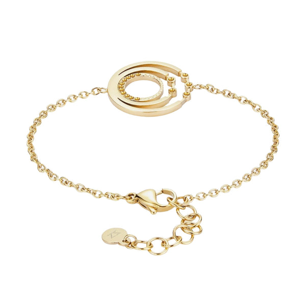 Zink Women's Gold Stainless Steel Bracelet, Crystal Circle Design | Zk-Br-001