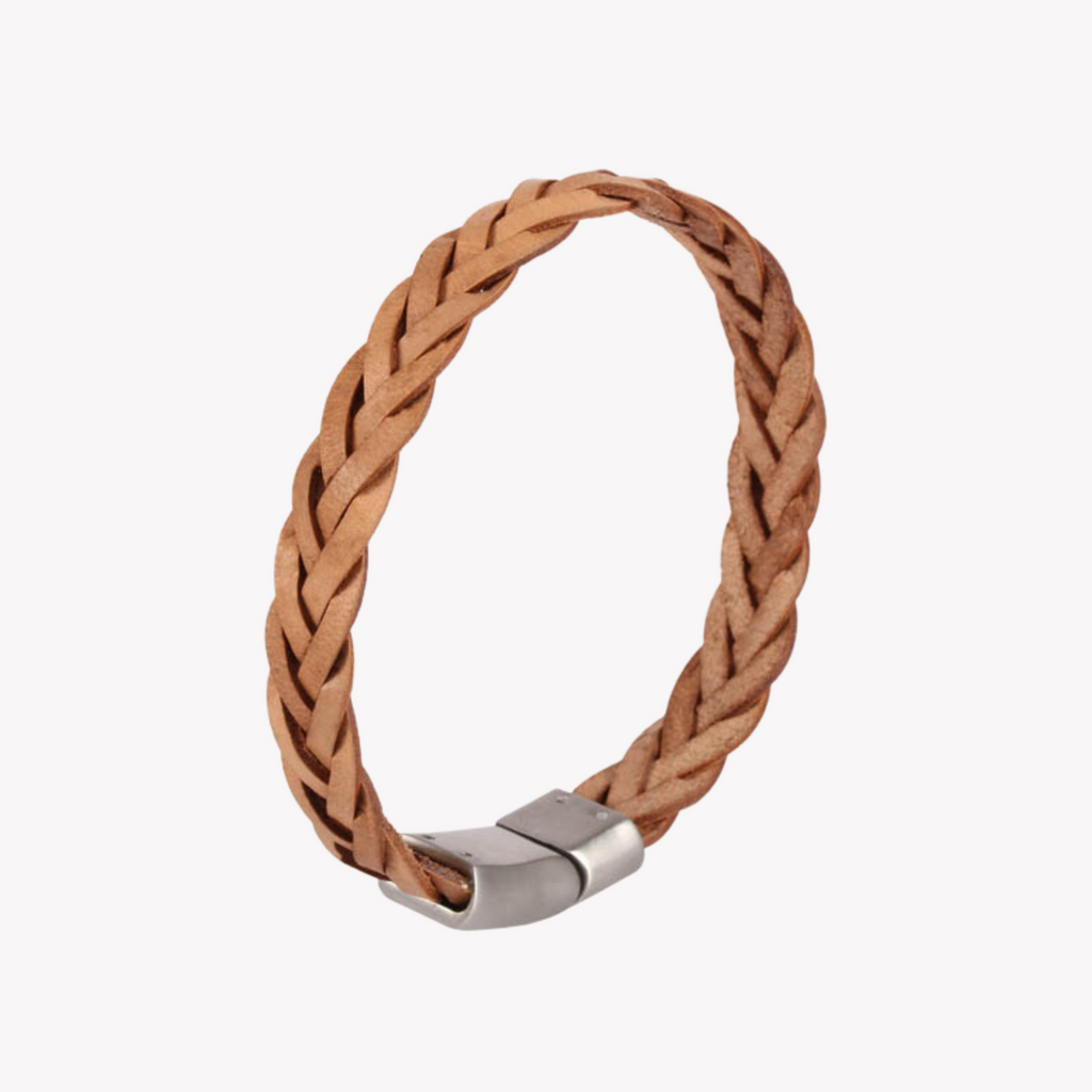 Zink Men's Brown Stainless Steel & Leather Bracelet | Zjbc005slc