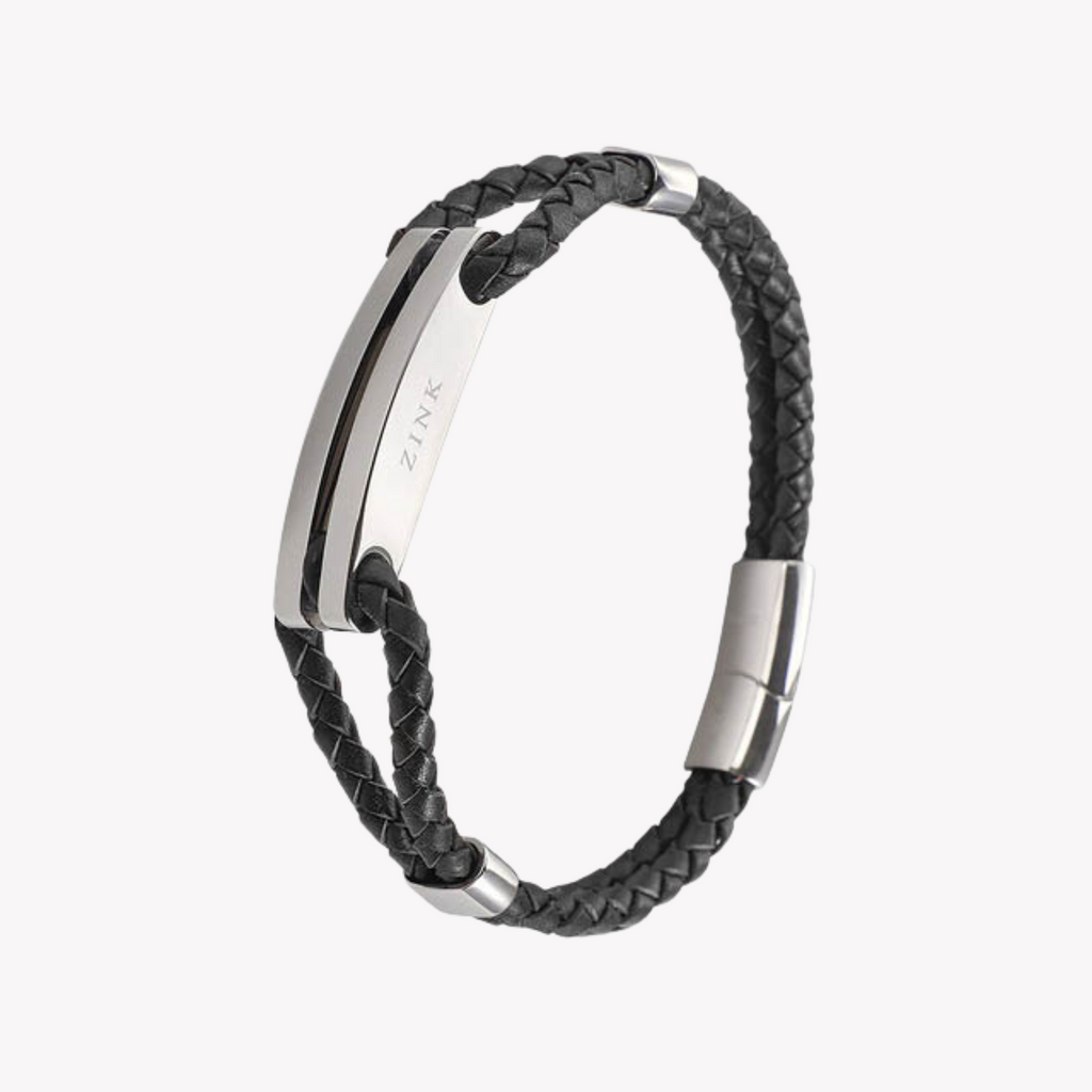 Zink Men's Silver & Black Stainless Steel Bracelet | Zjbc016slpb