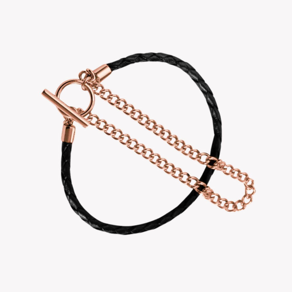 Zink Men's Rose Gold & Black Stainless Steel Bracelet | Zjbc023slprg