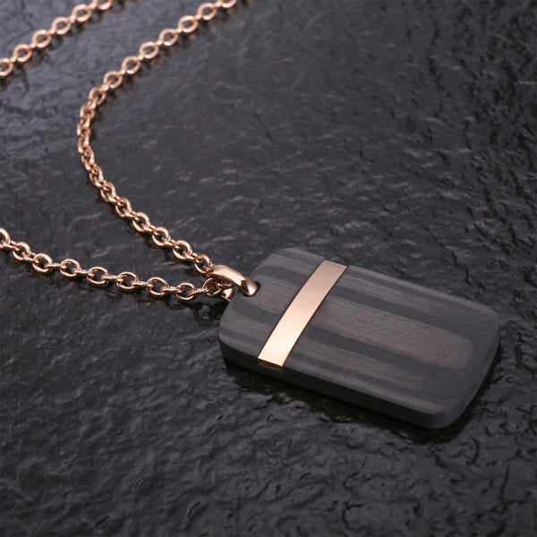 Zink Men's Necklace - Rose Gold & Black Stainless Steel | Zjpd01711