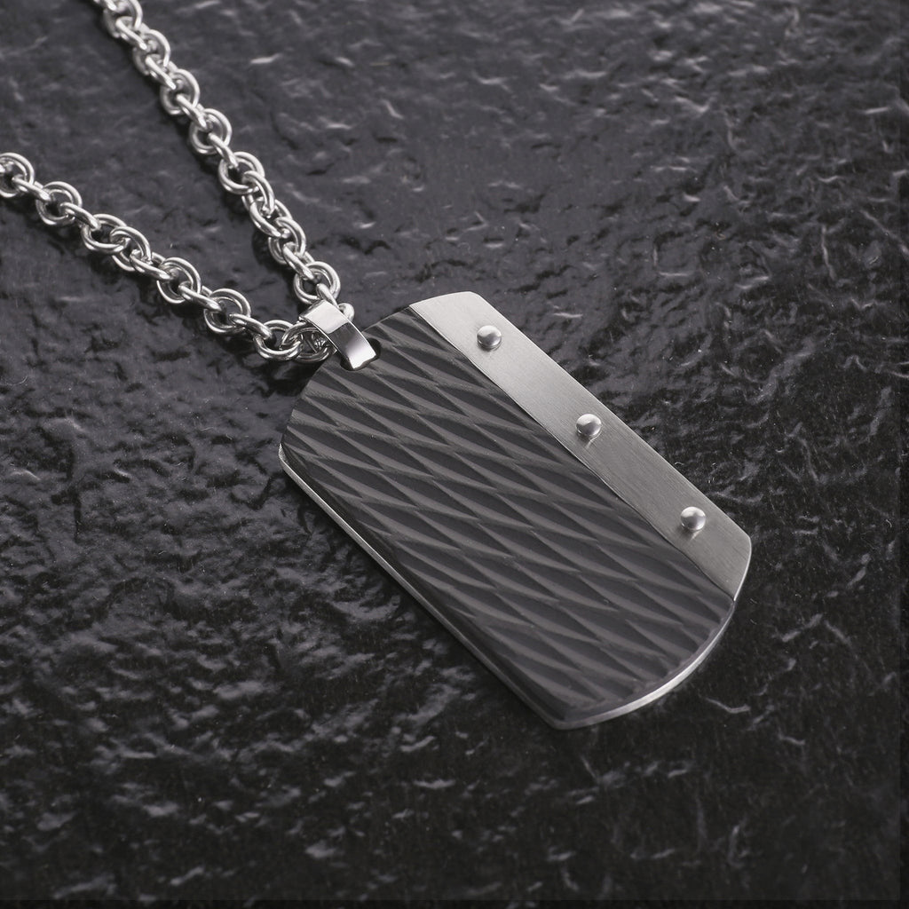 Zink Men's Stainless Steel Necklace - Silver & Black | Zjpd0182