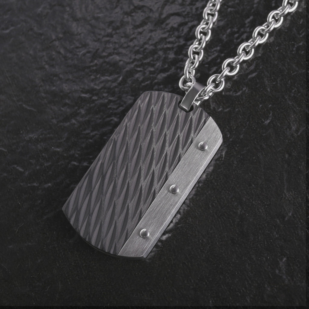 Zink Men's Stainless Steel Necklace - Silver & Black | Zjpd0182