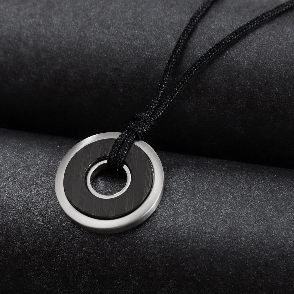 Zink Men's Necklace - Black Stainless Steel & Carbon Fiber | Zjpd027-S