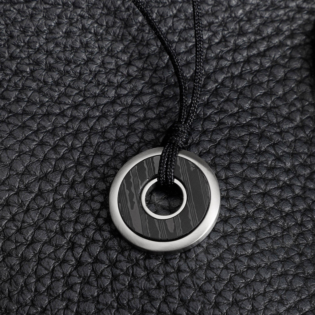 Zink Men's Necklace - Black Stainless Steel & Carbon Fiber | Zjpd027-S