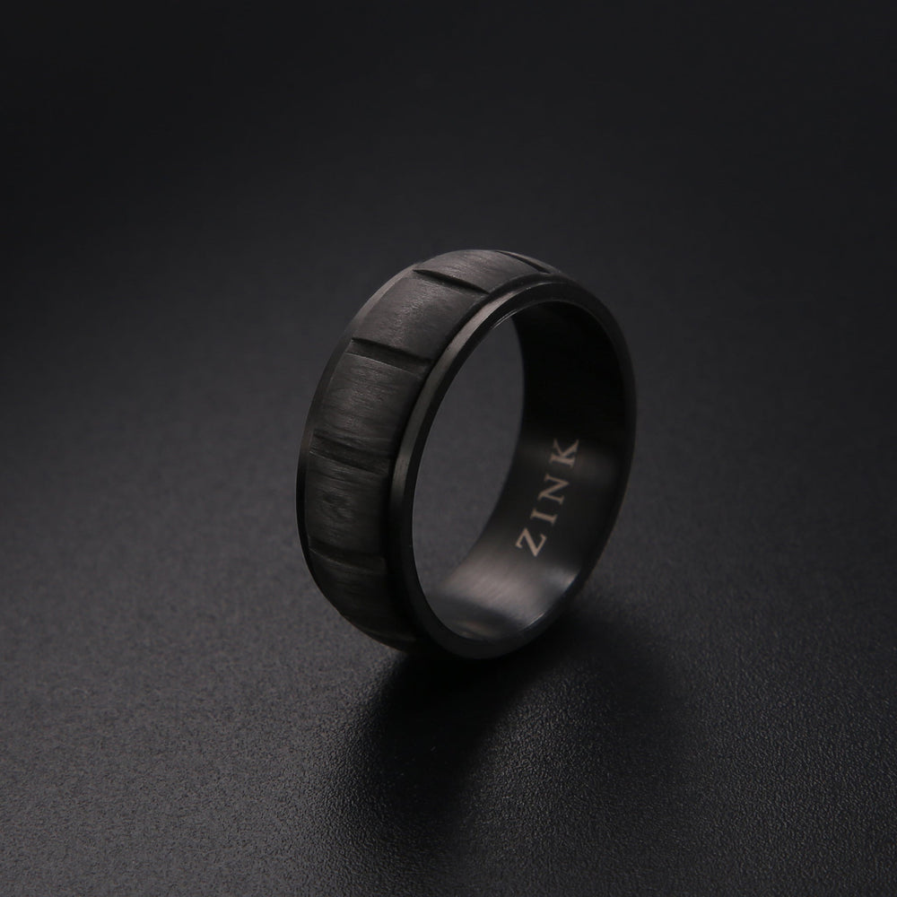 Zink Men's Gun Stainless Steel & Carbon Fiber Ring | Zjrg028gn