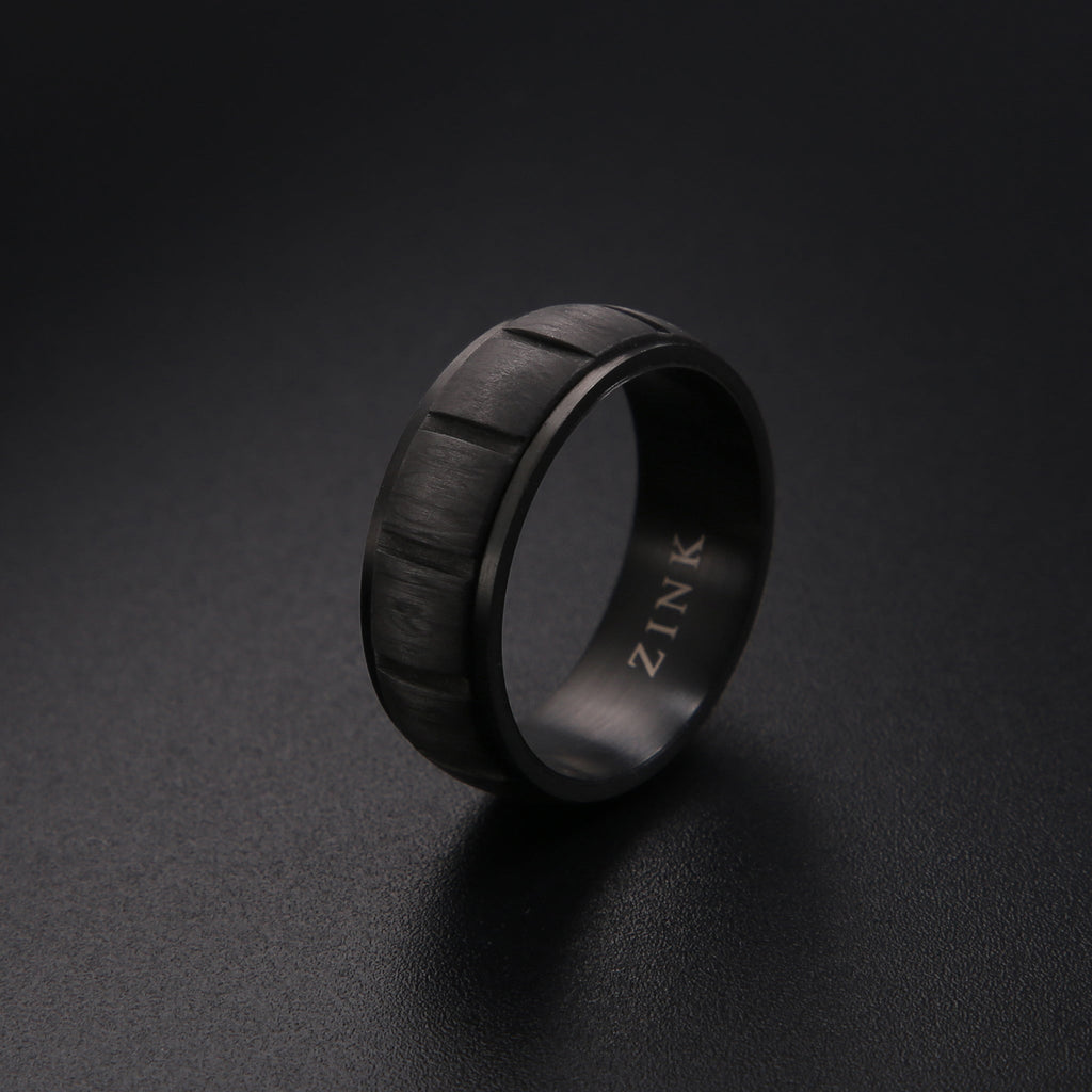Zink Men's Gun Stainless Steel & Carbon Fiber Ring | Zjrg028gn