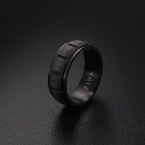 Zink Men's Gun Stainless Steel & Carbon Fiber Ring | Zjrg028gn