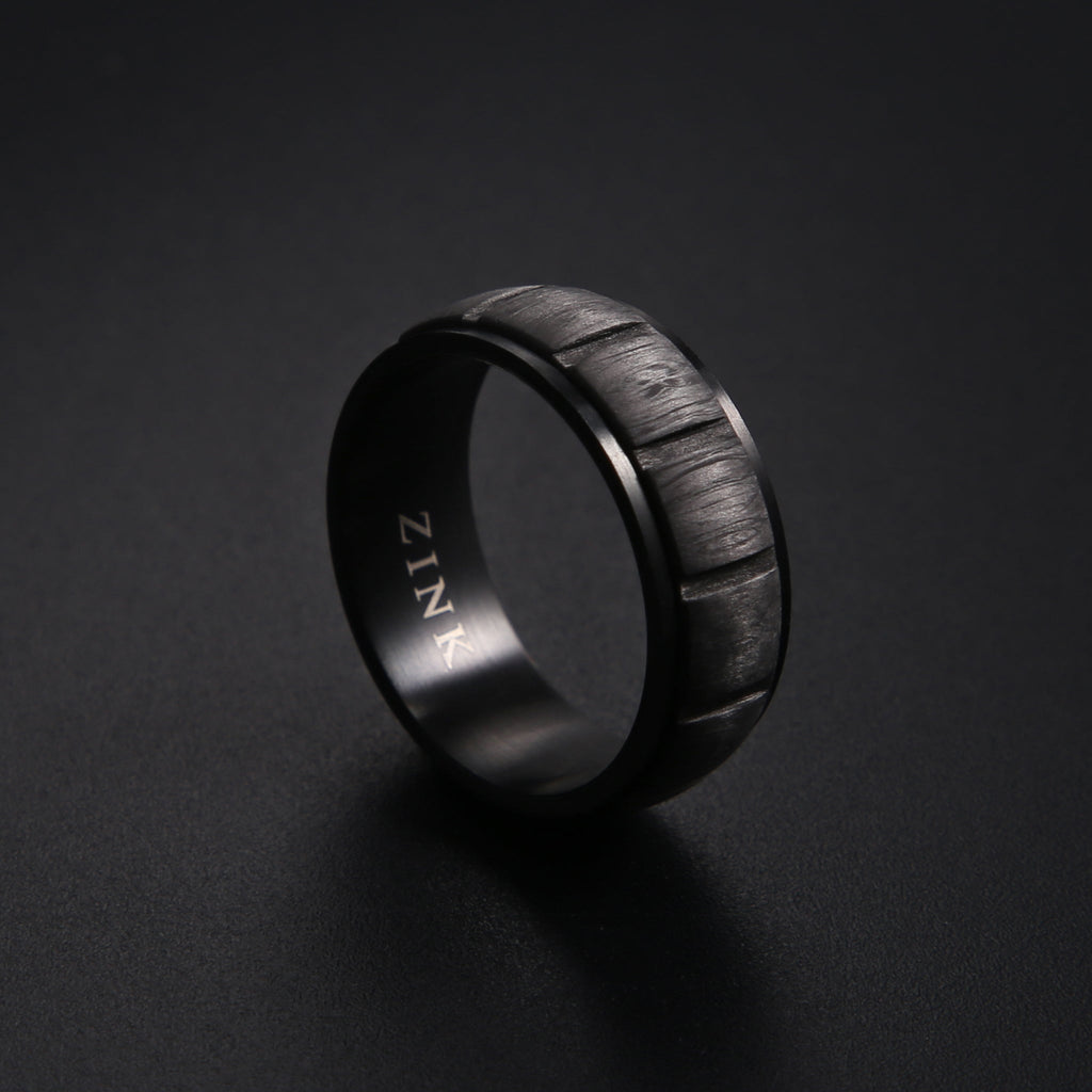 Zink Men's Gun Stainless Steel & Carbon Fiber Ring | Zjrg028gn