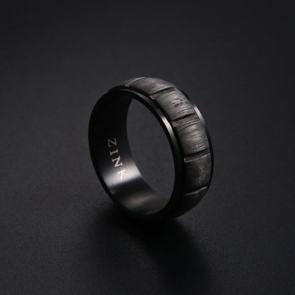 Zink Men's Gun Stainless Steel & Carbon Fiber Ring | Zjrg028gn