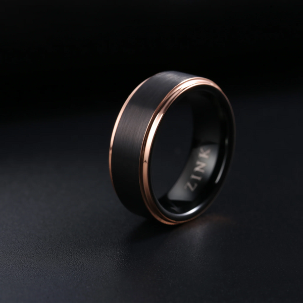 Zink Men's Rose Gold & Black Ring | Zjrg030tb