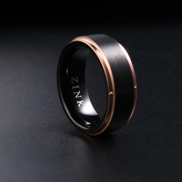 Zink Men's Rose Gold & Black Ring | Zjrg030tb