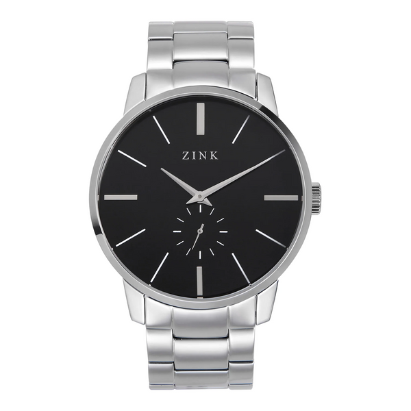 Zink Zk126g5ss-26-B - Elegant Silver Stainless Steel Men's Watch With Black Dial