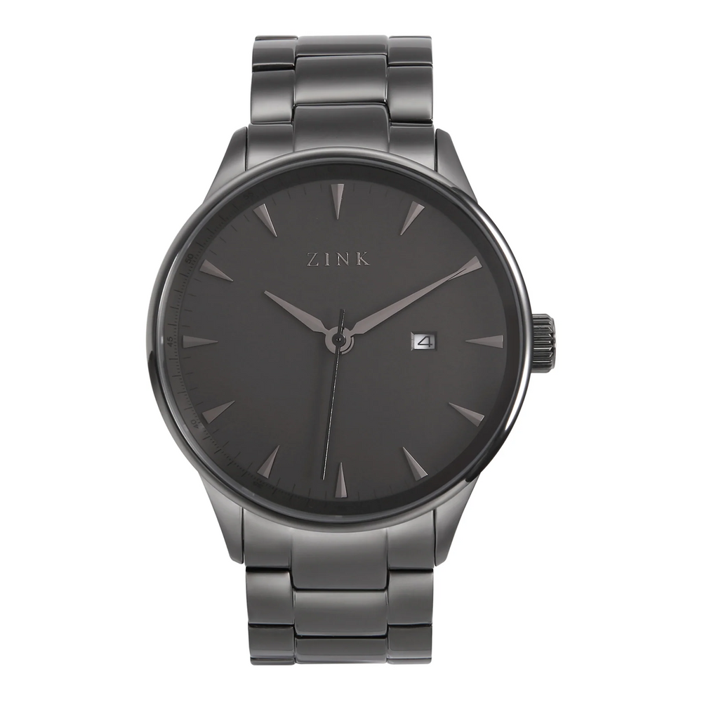 Zink Zk127g1ss-27 Modern Elegance - Black Stainless Steel Men's Watch With Striking Black Dial And Bold 44mm Case by i-watch