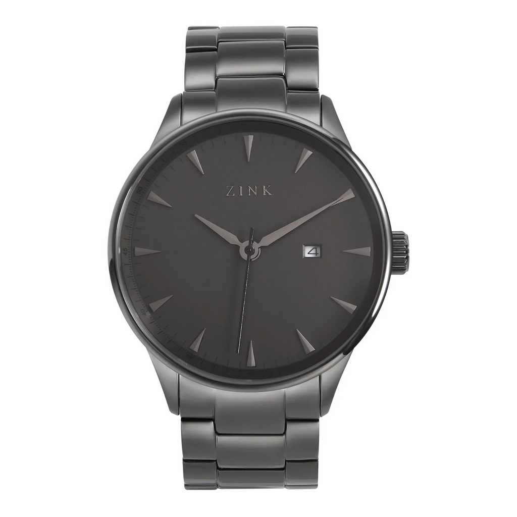 ZINK ZK127G1SS-27 MODERN ELEGANCE - BLACK STAINLESS STEEL MEN'S WATCH with striking black dial and bold 44mm case