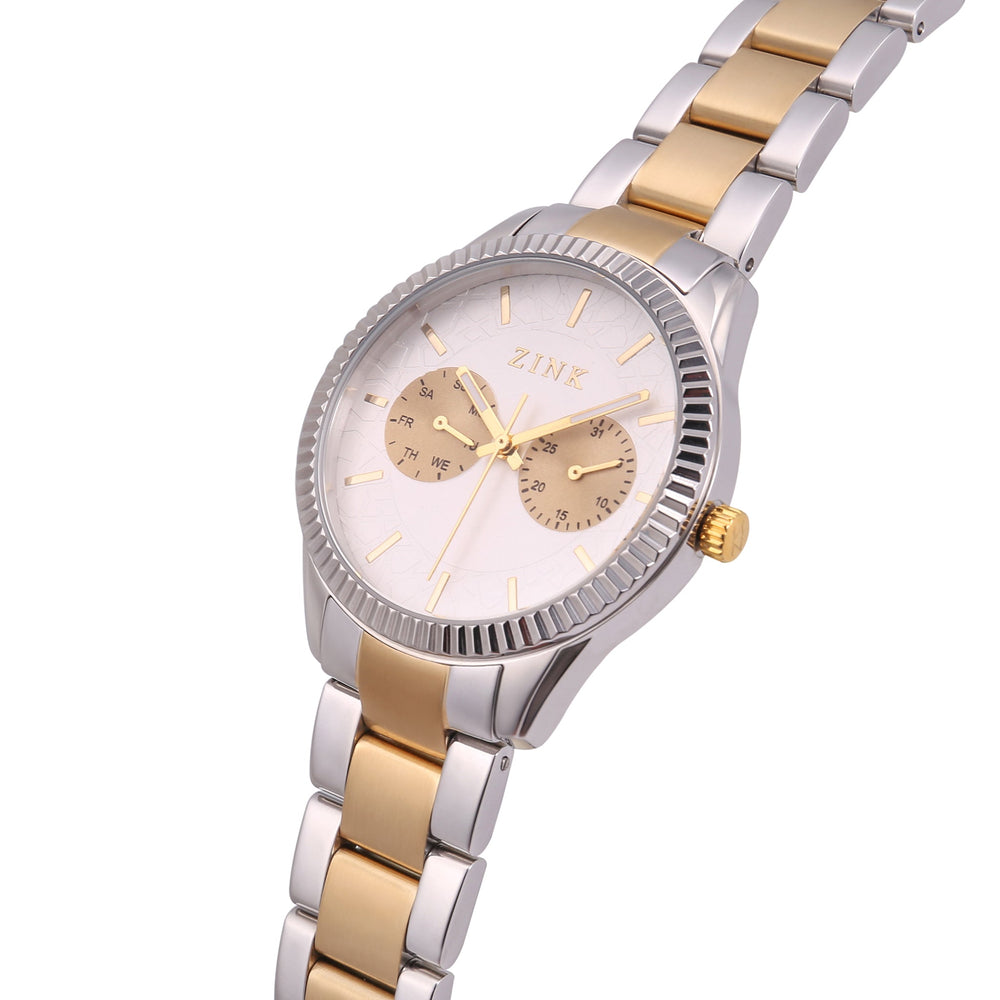 Zink Women's Watch With Silver & Gold Stainless Steel Case And Silver & Gold Stainless Steel Band by i-watch