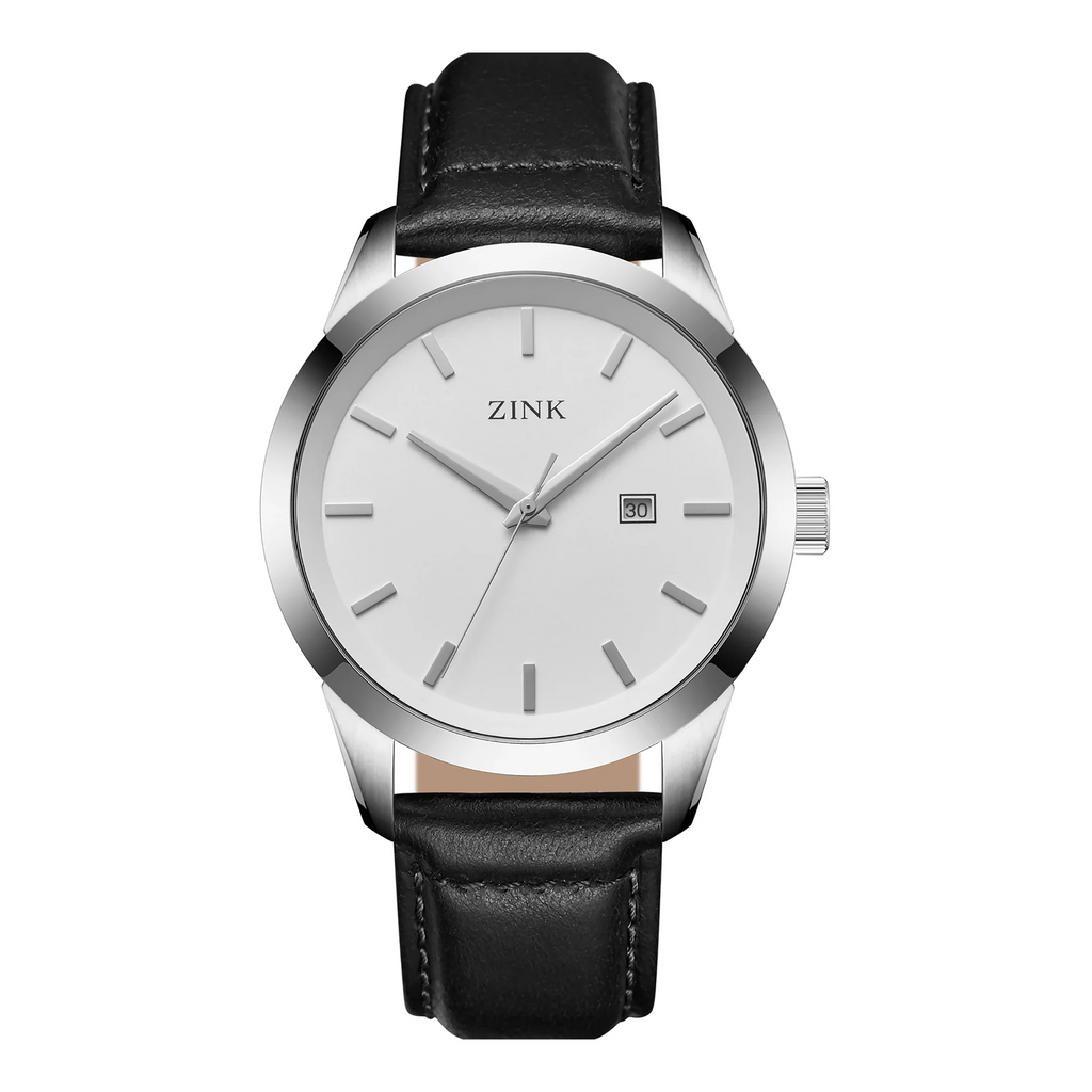 ZINK ZK133G1LS-11 ELEGANT TIMEPIECE - MODERN MEN'S WATCH WITH LEATHER BAND & SILVER DIAL