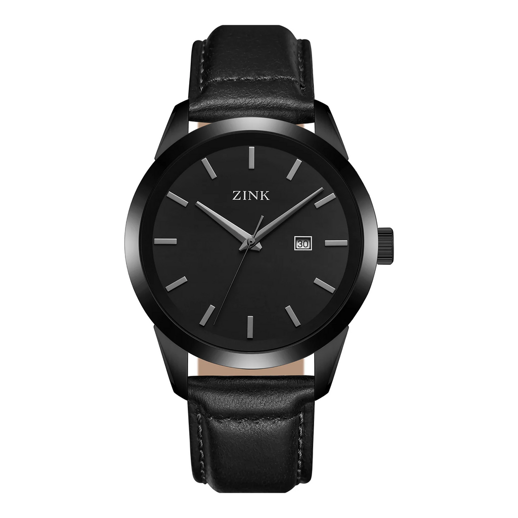 ZINK ZK133G1LS-226 ELEGANT BLACK LEATHER MEN'S WATCH - TIMELESS CRAFTSMANSHIP & STYLE