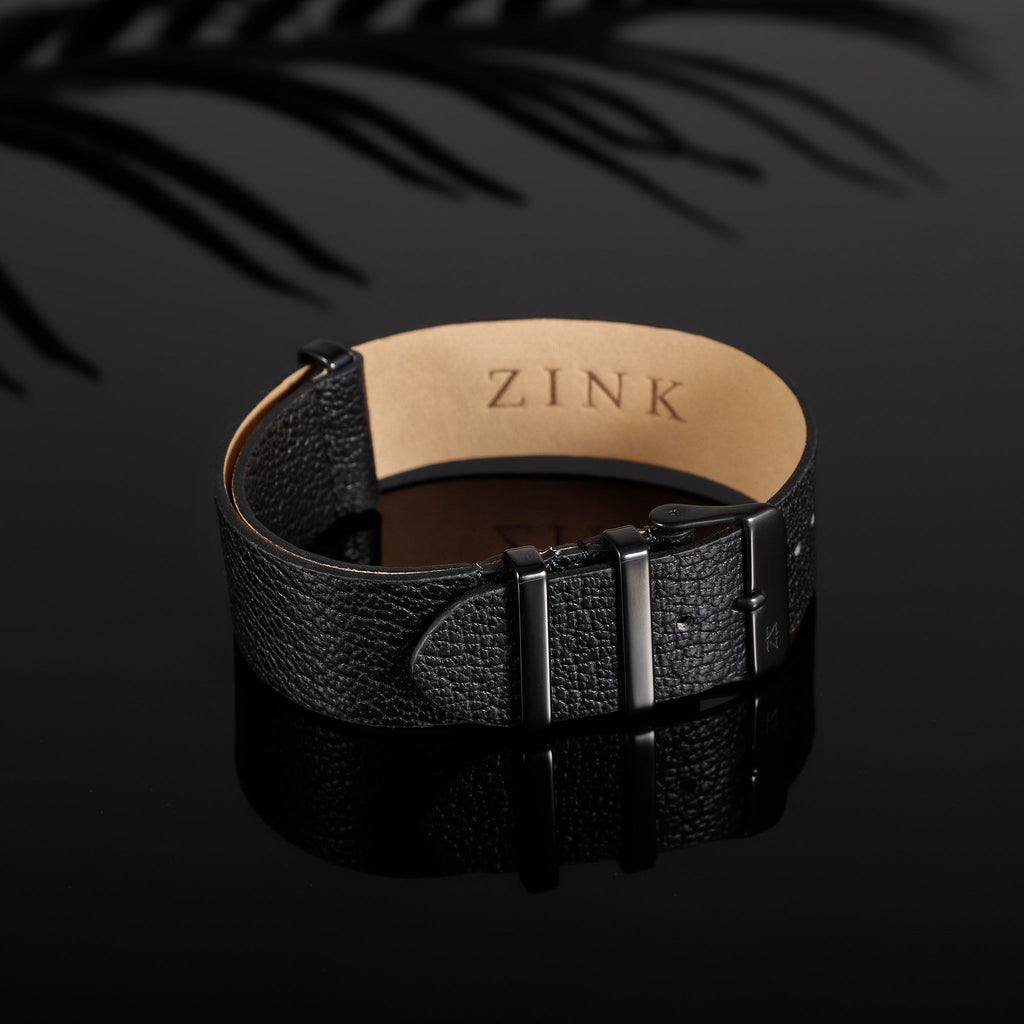 Zink Men's Leather Watch Band - Black | Zlb001bb