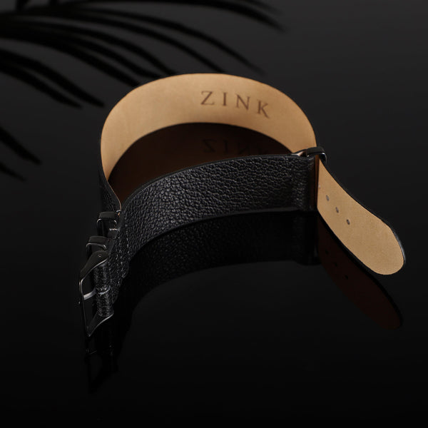 Zink Men's Leather Watch Band - Black | Zlb001bb