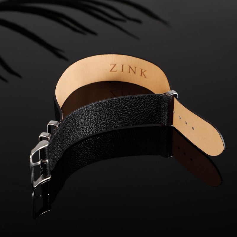 Zink Men's Leather Watch Band - Black | Zlb001bs by i-watch