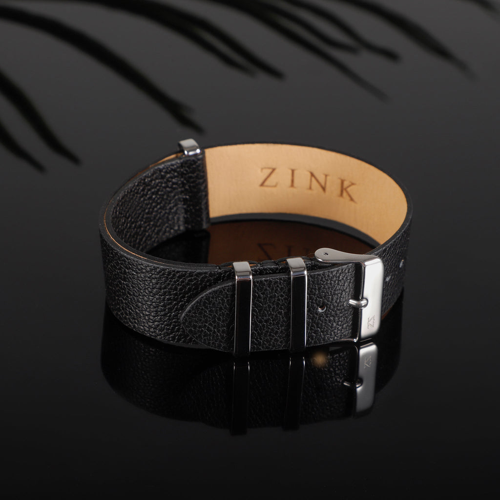 Zink Men's Leather Watch Band - Black | Zlb001bs