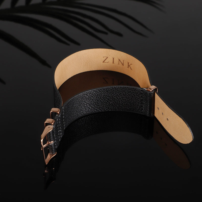 Zink Men's Leather Watch Band - Black | Zlb001bwg by i-watch